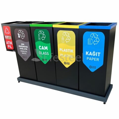 Bazalı Dörtlü Geri Dönüşüm Kovası