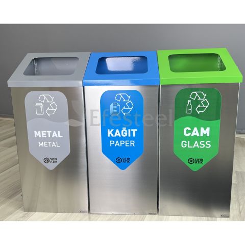 Paslanmaz Geri Dönüşüm Çöp Kutusu