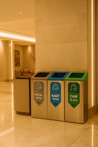 Paslanmaz Geri Dönüşüm Çöp Kutusu