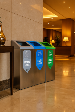 Paslanmaz Geri Dönüşüm Çöp Kutusu