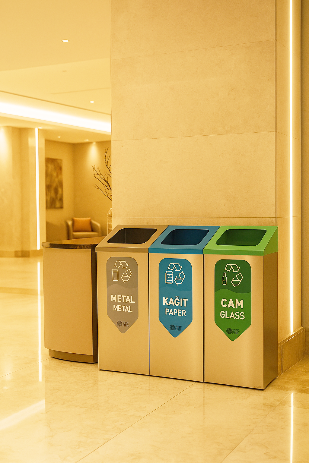 Paslanmaz Geri Dönüşüm Çöp Kutusu