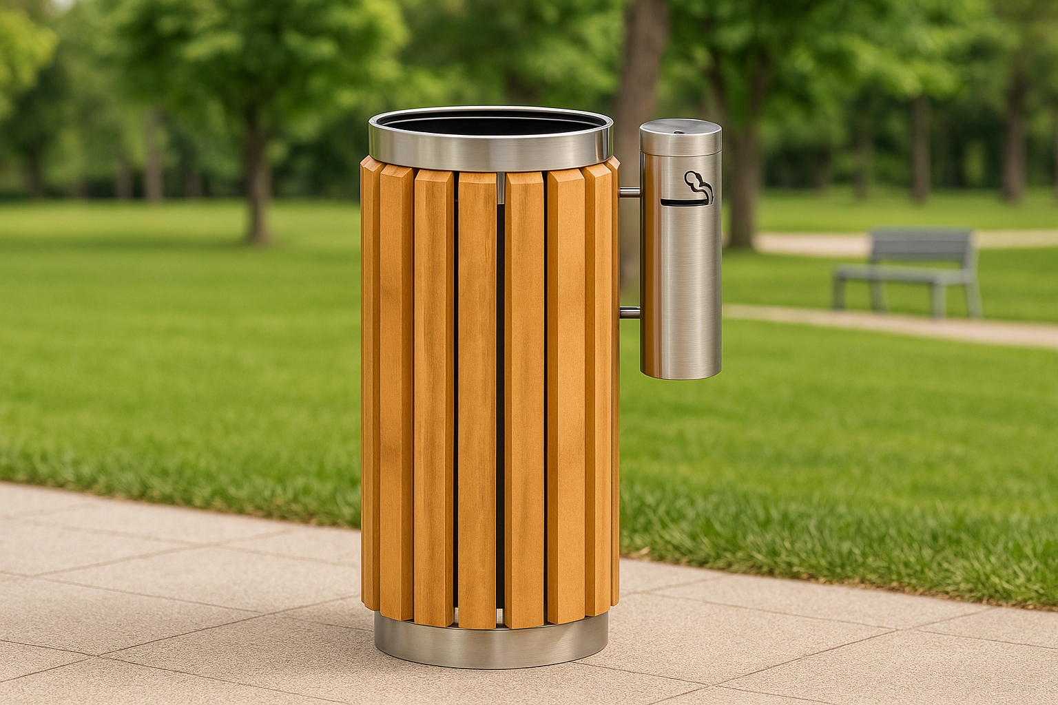 Ahşap Dış Mekan Çöp Kovası ve Küllük