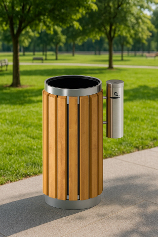 Ahşap Dış Mekan Çöp Kovası ve Küllük